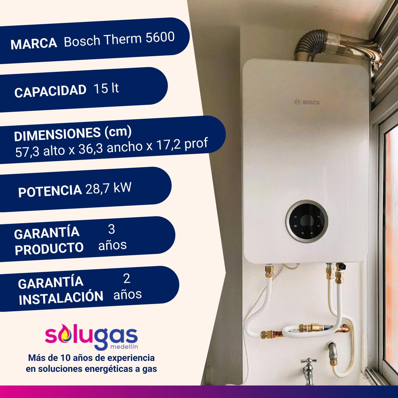 Calentador De Paso Tiro Forzado 15 Lt Bosch Therm 5600 F - Imagen 3