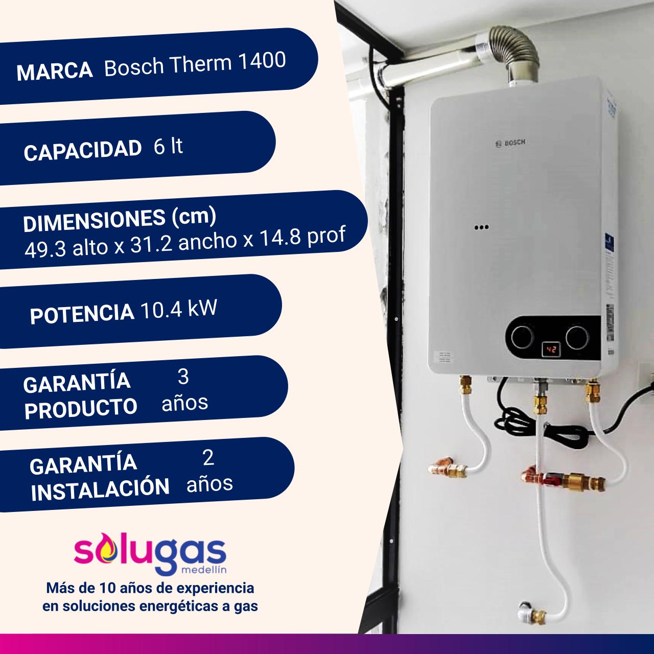 Calentador De Paso Tiro Forzado 6 Lt Bosch Therm 1400 F - Imagen 3