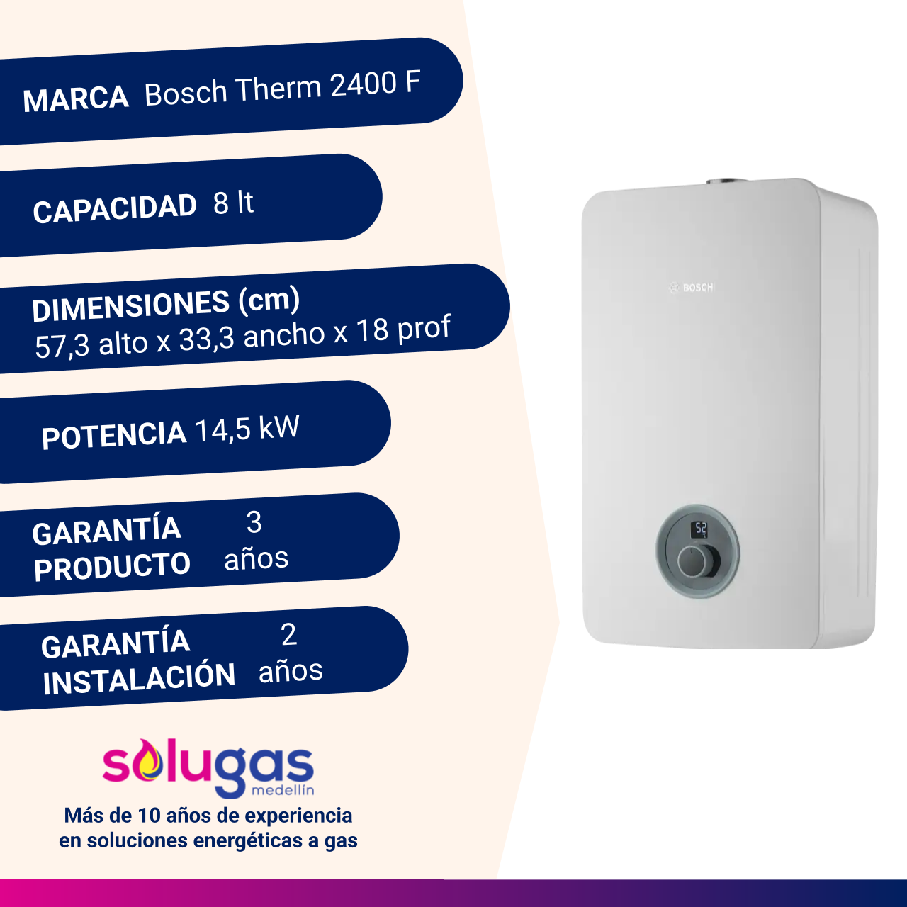 Calentador De Paso Tiro Forzado 8 Lt Bosch Therm 2400 F - Imagen 4