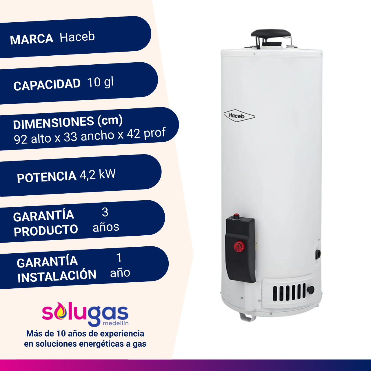 Calentador De Acumulación 10 Galones Haceb Cdg - Imagen 4