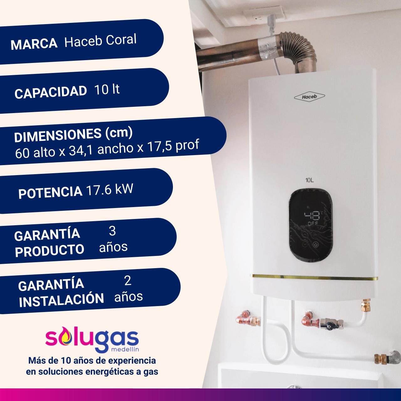 Calentador De Paso Tiro Forzado 10 Lt Haceb Coral - Imagen 3