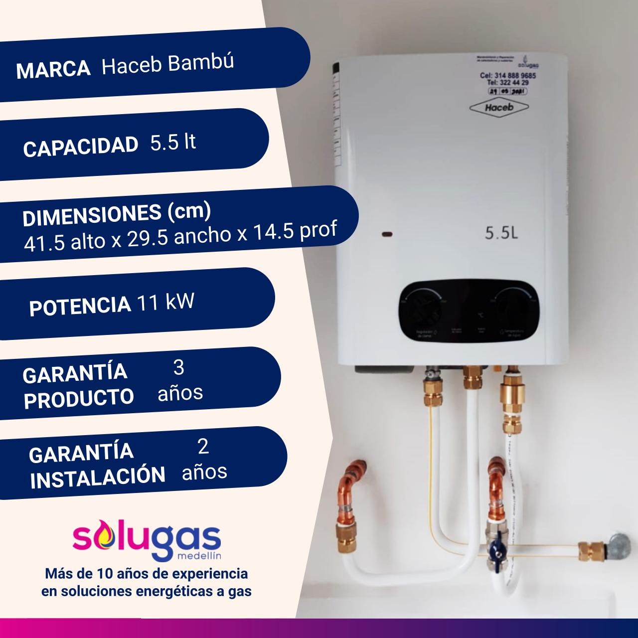 Calentador De Paso 5,5 Lt Haceb Bambú - Imagen 3