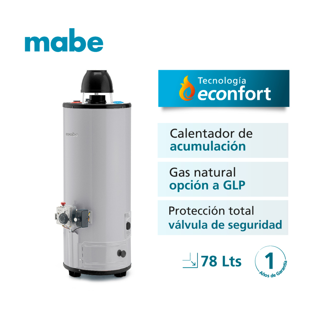 Calentador De Acumulación 20 Galones Mabe Gris - Imagen 3
