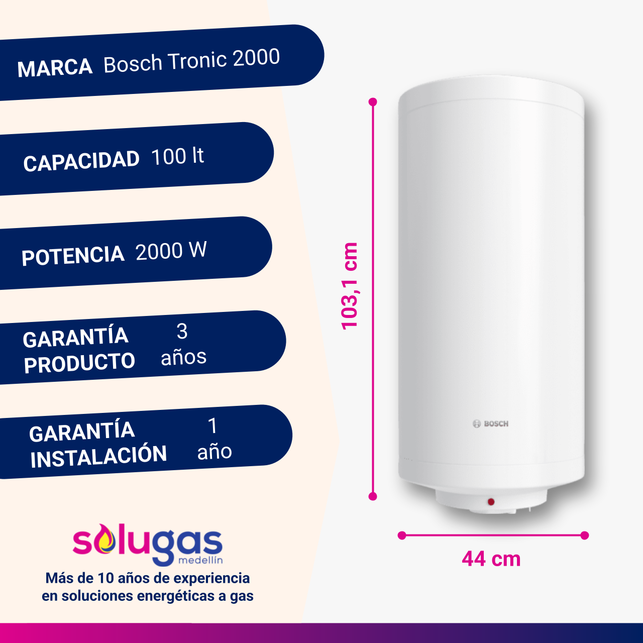 Calentador De Acumulación 100 Litros Bosch Thermotank Tronic 2000 T - Imagen 4